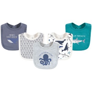 Touched by Nature Infant Boy Organic Cotton Bibs, Mystic Sea, One Size - 1 of 4
