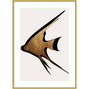 Amanti Art Beige Fish by Eins Kubistika Wood Framed Wall Art Print - 1 of 4