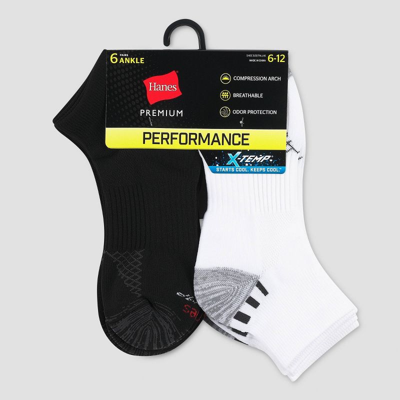 Hanes Premium Men's Performance Ankle Socks 6pk - 6-12, 4 of 5