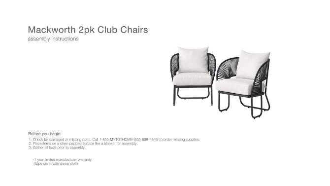 2pc Mackworth Rope Outdoor Patio Chairs, Club Chairs Black - Threshold&#8482;, 2 of 8, play video