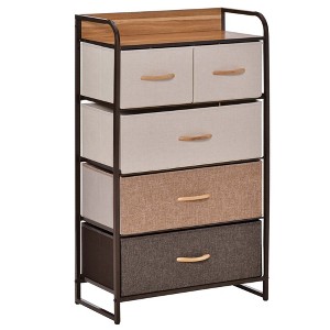 QingMoon 5 Drawers Dresser for Bedroom, Foldable Fabric Storage Organizer with Steel Frame, Chest of Drawers for Living Room and Entryway - 1 of 4