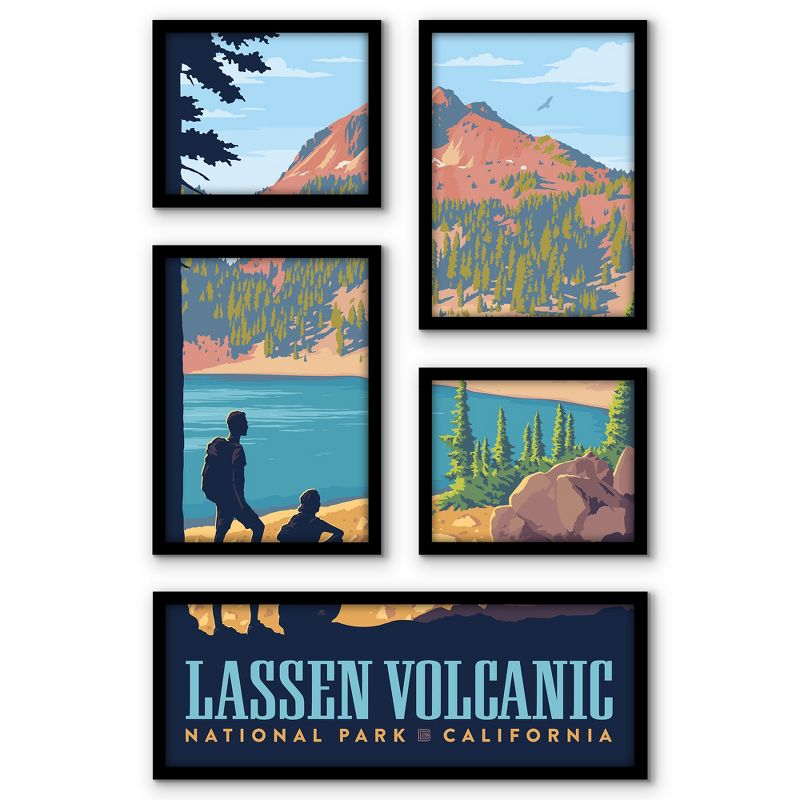 Americanflat Lassen Volcanic National Park 5 Piece Grid Wall Art Room Decor Set - Vintage landscape Modern Home Decor Wall Prints, 1 of 6