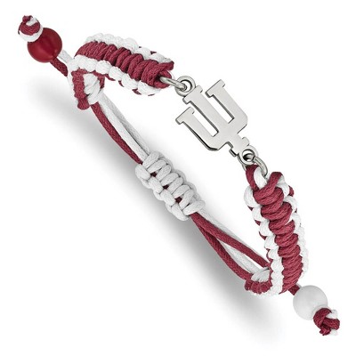 Black Bow Jewelry Stainless Steel Indiana Hoosiers NCAA charm Bracelet 9 Inch