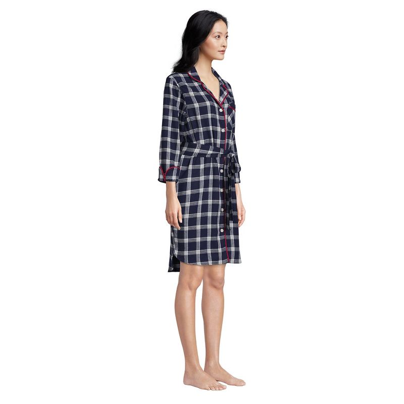 Lands' End Women's Plus Size 3/4 Sleeve Flannel Sleepshirt Nightgown, 5 of 6
