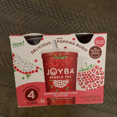 Joyba Raspberry Dragon Fruit Black Bubble Tea - 4pk/12 Fl Oz Cups : Target