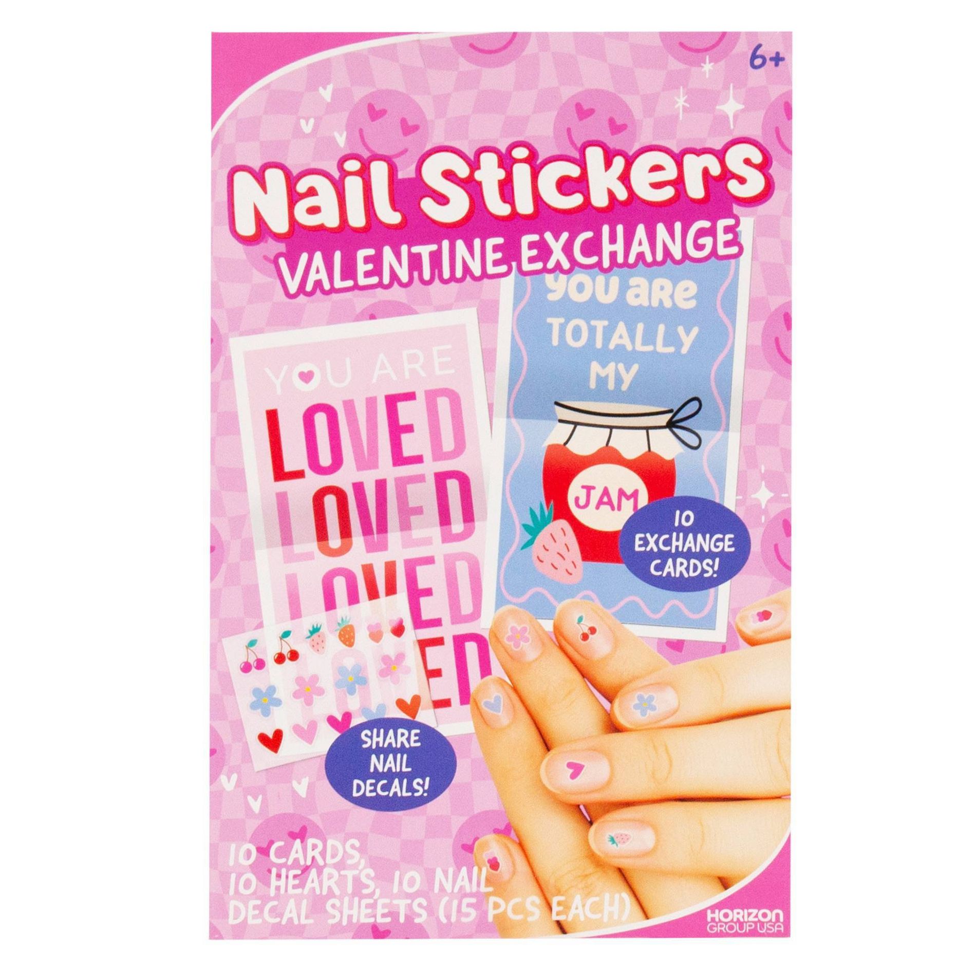 Horizon Group 16ct Valentine's Day Nail Decal Exchange Cards
