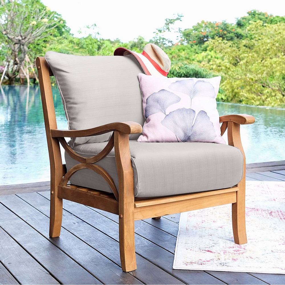 Photos - Garden Furniture Cambridge Casual Abbington Teak Outdoor Patio Arm Chair with Cushion Brown