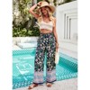 Coolmee Women's Floral Palazzo Pants Dressy Casual Wide Leg Slacks Elastic Waist with Pockets - 4 of 4