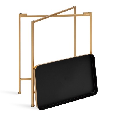 Celia Magnetic-Top Black Metal Foldable Accent Table