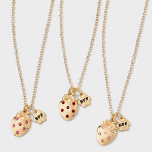 Girls' 3pk Strawberry Charms BFF Necklace Set - Cat & Jack™ Gold