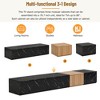 HDZNVF TV Stand with Faux Marble and Walnut Wood Grain Finish for TVs up to 88 inch, Black - 3 of 4