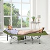 Folding Camping Cot Heavy-Duty Outdoor Cot Bed w/ Side Storage Pocket Green\Blue - 3 of 4