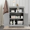 Costway Bathroom Storage Wood Floor Cabinet with Double Shutter Door Coffee\Black\White - 3 of 4