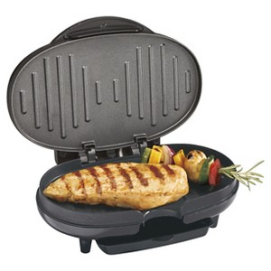 Proctor Silex Compact Grill - Black - 25218P: Indoor Nonstick Countertop Grill with Drip Tray & Indicator Light - 1 of 4