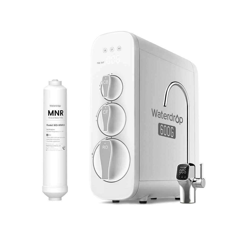 Waterdrop G3P600 Reverse Osmosis Water Filter, 600 GPD, 8 Stage Tankless Reverse Osmosis Water Filter, Extra Remineralization Filter