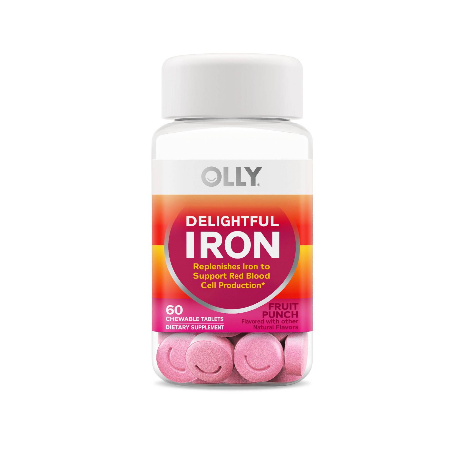 OLLY Delightful Iron Vitamin Vegan Chewable Tablets - 60ct