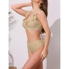 INSPIRE CHIC Women's Ruffle Trim V Neck Wide Strap Leopard Bikini Sets, Drawstring Tie Back Top Triangle Bottom 1 Set - 2 of 4