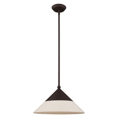 Stockholm Mini Pendant with Oatmeal Shade in Bronze Finish