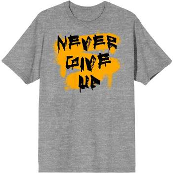 Gym Culture "Never Give Up" Unisex Adult's Heather Gray Graphic Tee