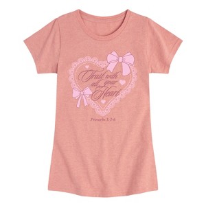 Girls' - Instant Message - Trust With All Your Heart Fitted Short Sleeve Graphic T-Shirt - 1 of 4