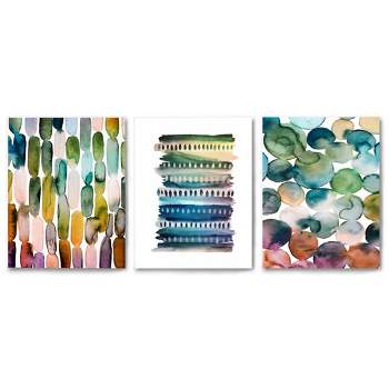 Americanflat Abstract Earth Tone Strokes By Lisa Nohren Triptych Wall Art - Set Of 3 Canvas Prints