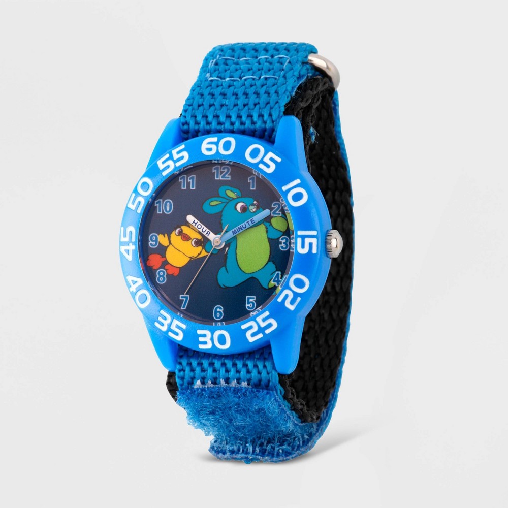 Kids' Disney Toy Story 4 Bunny Ducky Time Teacher Hook and Loop Strap Watch - Blue -  80349901