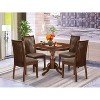 HomeStock 5-Piece Mahogany Finish Solid Wood Top Dining table with 4 Chairs with Slat Back - 2 of 4