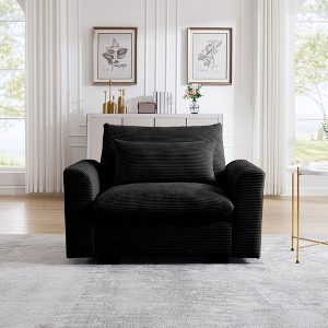 Cozy Corduroy Single Sofa: Deep Seat and Waist Pillow, Perfect for Any Room - 1 of 4