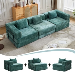 TIRAMISUBEST 39 inch Compression Sofa Chenille Foldable Floor Bed Fixed Frame 1-3 Seater Boneless Modular Living Room - 1 of 4