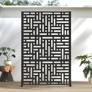 PexFix 47 in. x 72 in. Outdoor Metal Privacy Screen Garden Fence in Streets Pattern in Black - 1 of 4