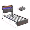 ALEXOUN Platform Bed with 2 Tier Storage Headboard & Storage Basket at the End of Bed,No Box Spring Needed,(Only Includes Bed Frame) - 3 of 4