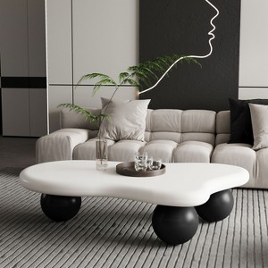 Kumasinova 40"/47" Cloud-Shaped Coffee Table with 3-Ball Legs for Living Room,On-Trend Center Table Decorative Cocktail Table with MDF Frame - 1 of 4