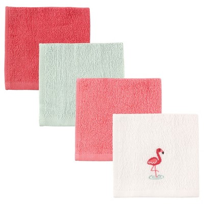 Luvable Friends Baby Girl Super Soft Cotton Washcloths, Flamingo, One Size