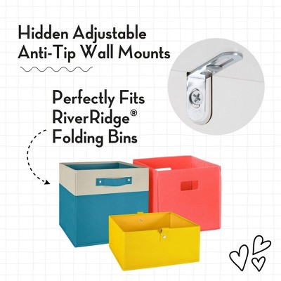 White Wood Kids 3-Tier Cube Bookshelf Set