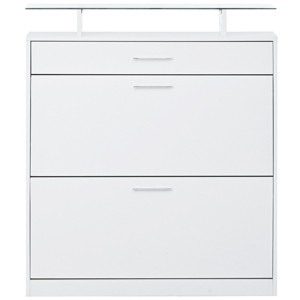 GlasFlength Shoe Racks Modern Slim Storage with Flip Drawers and Glass Top Simple Design for Entryway Living Space, White, 35"*9.4"*40.9" - 1 of 4
