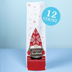 Big Dot of Happiness Christmas Gnomes Wine Gift Bags, Christmas Party Hostess Thank You Wine Bottle Gift Wrap, Bulk Holiday Paper Bags - 12 ct - 1 of 4