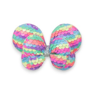 Summer Crystal - Sequin Glitter Stuffed Butterfly Bow Hair Clip - 1 Pack - 1 of 4