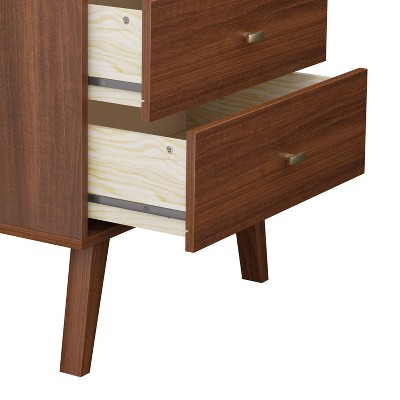 Cherry Red Mid-Century Modern Tall 6-Drawer Lingerie Chest