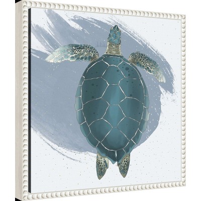 Sea Turtle Beaded Framed Canvas Wall Art