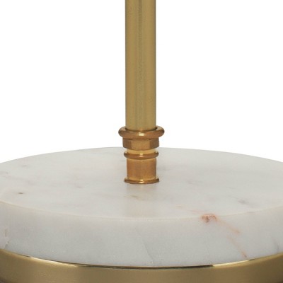 Grace White Marble and Brass Table Lamp with Drum Shade