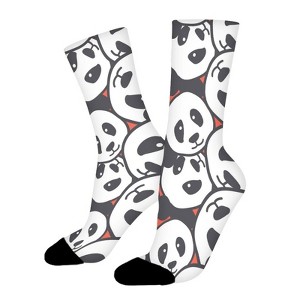 Panda Head Doodle Women Printed Crew Socks Funny Funky Socks Soft Polyester Novelty Gifts for Artists Men - 1 of 1