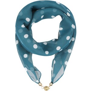 INSPIRE CHIC Women's 1950s Polka Dots Chiffon Square Pendant Necklace Scarves with Magnetic Buckle 1Pc - 1 of 4