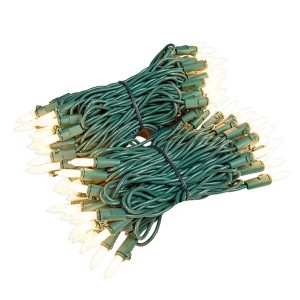 Novelty Lights RetroGlo Ceramic Mini Lights 100 Light on Green Wire 34 Feet Long - 1 of 4