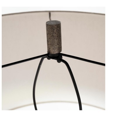 Dirkton Hexagon Pewter and Black Table Lamp with Drum Shade