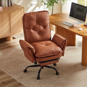 Bestier Office Chair with Footrest and Flip-Up Arms, Ergonomic High Back Criss Cross Chair with Side Pockets, Leather Cross Legged Chair with Wheels - 1 of 4