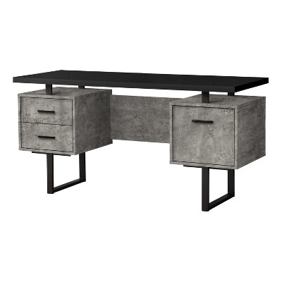 Monarch Specialties Computer Desk Home Office Laptop Left Right Set-Up Storage Drawers 60InchL Work Metal Laminate Grey Black Contemporary Modern