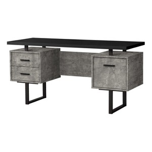 Monarch Specialties Computer Desk Home Office Laptop Left Right Set-Up Storage Drawers 60InchL Work Metal Laminate Grey Black Contemporary Modern - 1 of 4