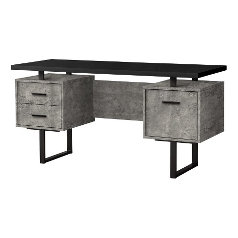 Monarch Specialties Computer Desk Home Office Laptop Left Right Set-Up Storage Drawers 60InchL Work Metal Laminate Grey Black Contemporary Modern - image 1 of 4