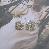 Round Rhinestone Cluster Stud Earrings, Gold Full Crystal CZ Wedding Earrings, Sparkling Colorful Circle Jewelry for Women - 4 of 4