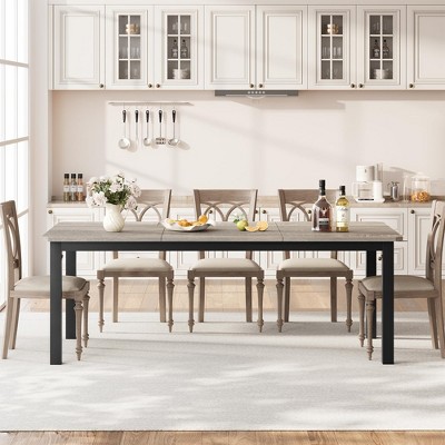 Industrial Dining Table For 6~8 People, 78.7" Long Kitchen Table